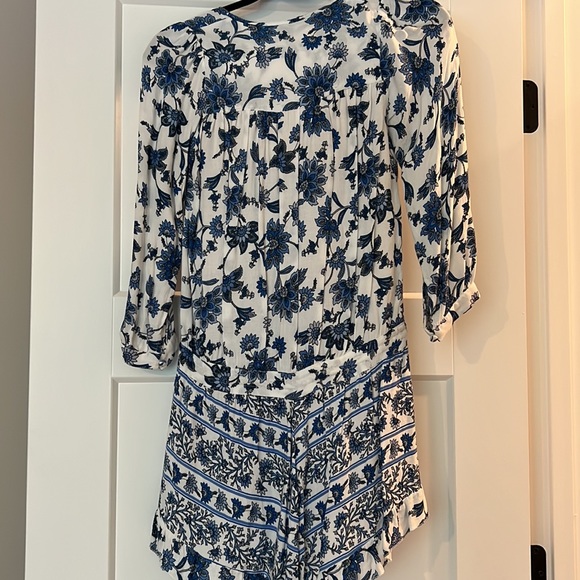Lulus personal flair ivory and blue floral print romper - Picture 8 of 10
